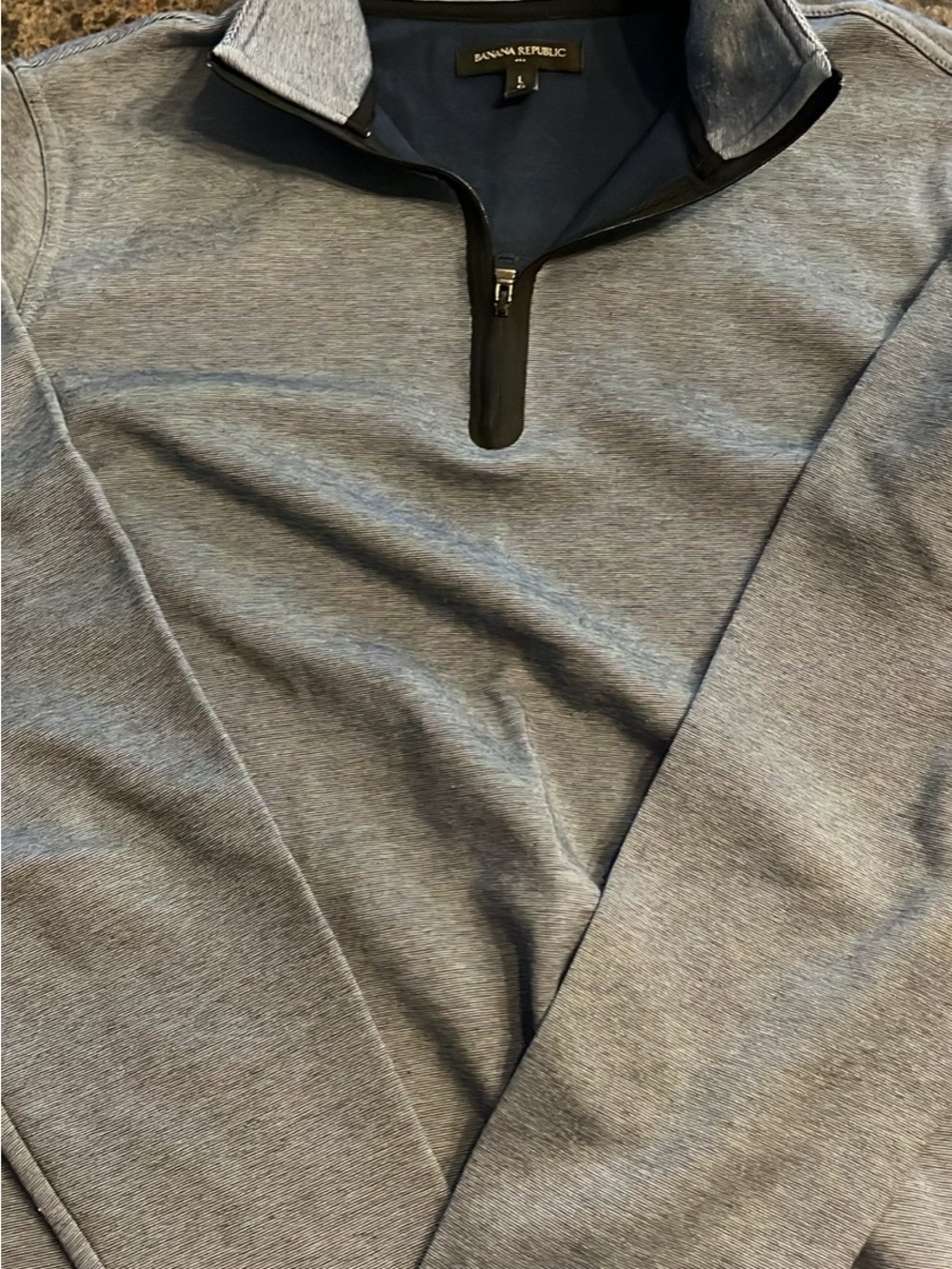Banana Republic Men's Light Gray Heather Zip-Up Sweater
